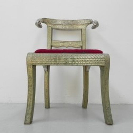 Image 1 of Dining room chair with stamped tin 