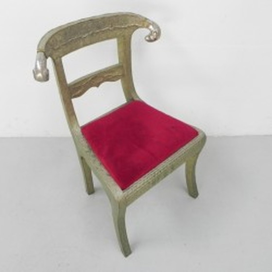 Image 1 of Dining room chair with stamped tin 