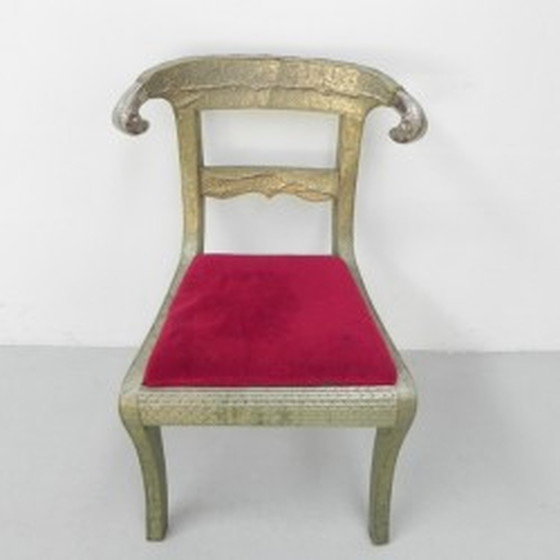 Image 1 of Dining room chair with stamped tin 