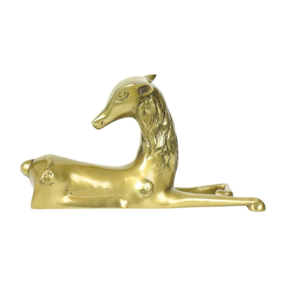 Image 1 of Figurine Brass Reclining Deer Sarreid Ltd