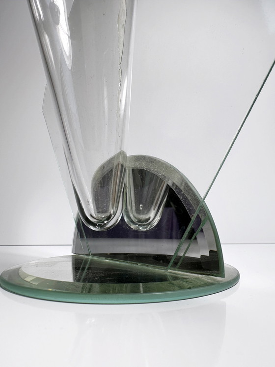 Image 1 of Vintage glass mirror vase postmodern Memphis Milano 80s 90s