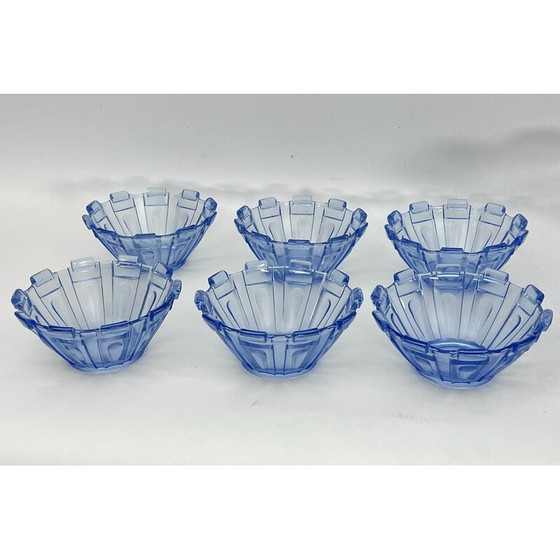 Image 1 of Set of 13 vintage Art Deco blue Murano glass serving bowls, Italy 1930