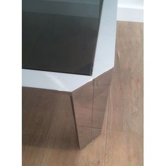 Image 1 of French vintage coffee table in glass and steel, 1970