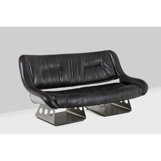Image 1 of RIMA vintage leather and metal lounge set, Italy, 1970