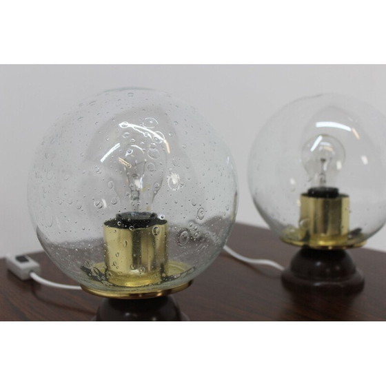 Image 1 of Coppia di lampade da tavolo vintage in vetro e plastica 1980