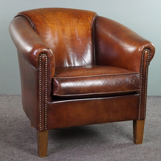 Image 1 of Fauteuil club vintage en cuir de mouton