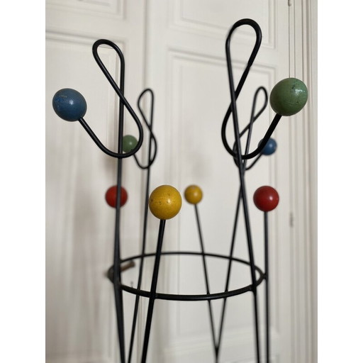 Vintage "treble clef" coat rack in lacquered metal by Roger Feraud, 1950