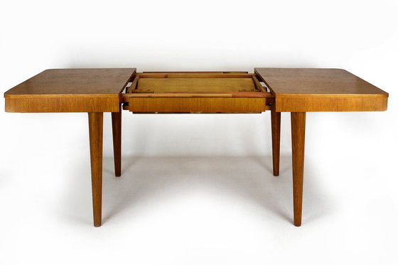 Image 1 of Restored Oak Extendable Dining Table By Jindřich Halabala, 1950S