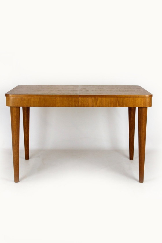 Image 1 of Restored Oak Extendable Dining Table By Jindřich Halabala, 1950S