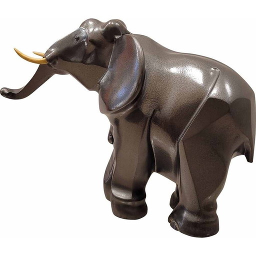 Vintage Art Deco metal elephant sculpture Babbitt, France
