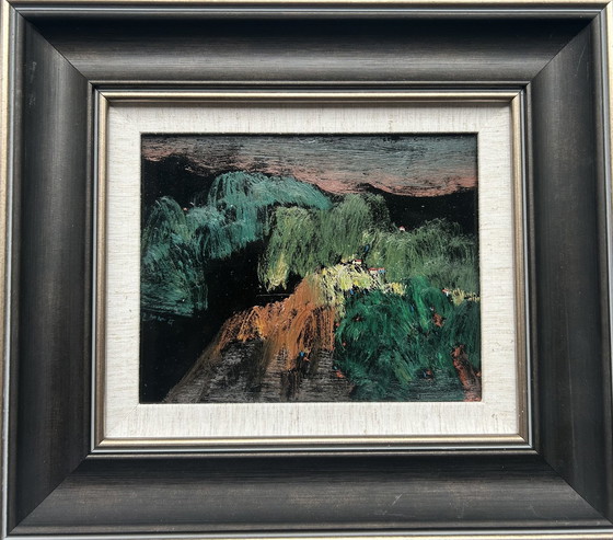 Image 1 of Dipinto impressionista Yu Deming - Paesaggio n. 7 - Olio su tavola