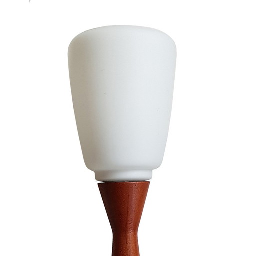 Scandinavian Modern Teak and Milk Glass Table Lamp