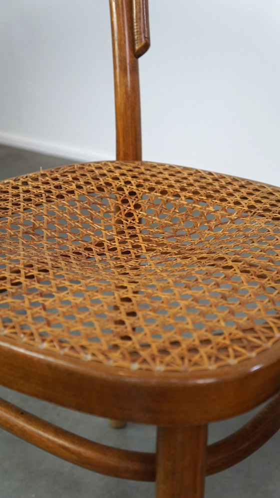 Image 1 of 2 x chaise Thonet/ bistro vintage marron avec assise tressée