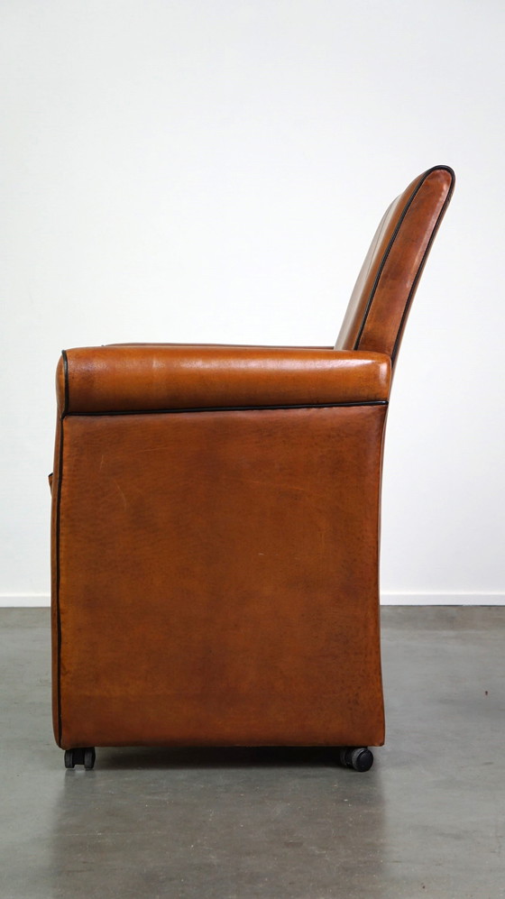 Image 1 of Sheep leather chair/office chair on wheels