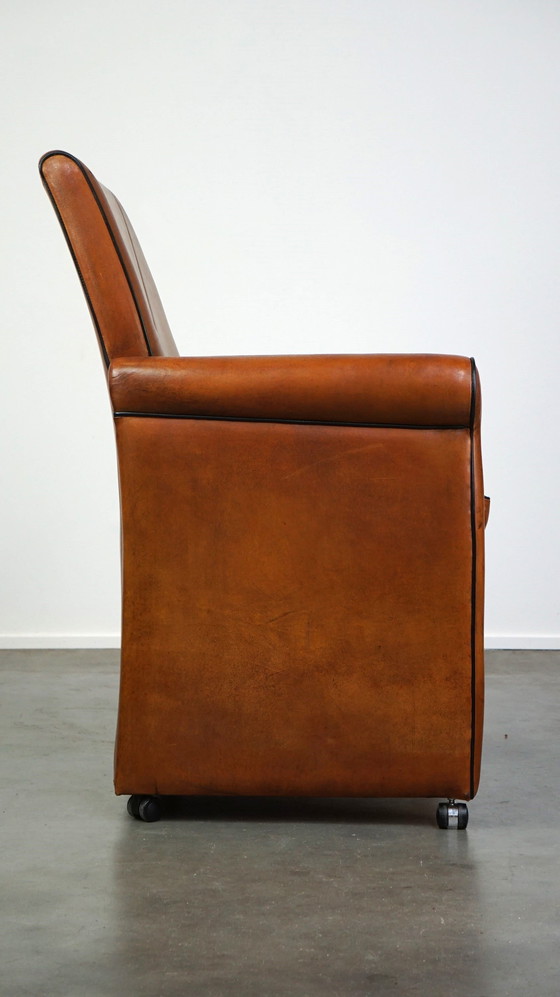 Image 1 of Sheep leather chair/office chair on wheels