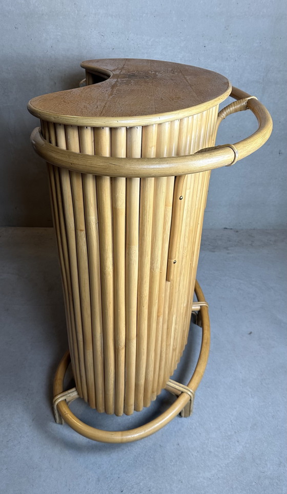 Image 1 of Vintage TIKI bar + rack (bamboo and veneer oak)