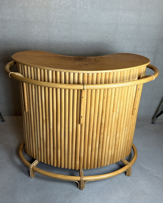 Image 1 of Vintage TIKI bar + rack (bamboo and veneer oak)