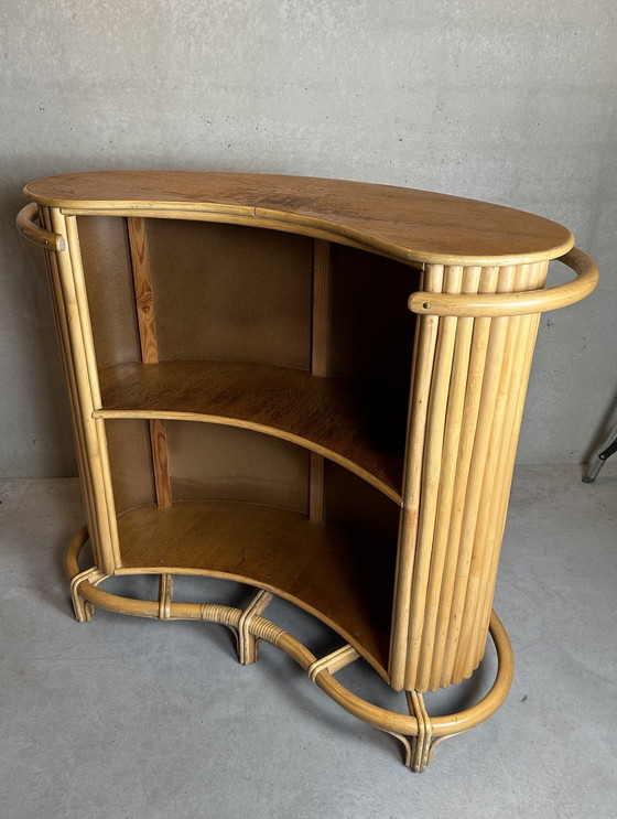 Image 1 of Vintage TIKI bar + rack (bamboo and veneer oak)