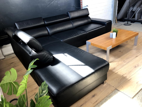 Image 1 of Leather sofa with adjustable headrests Leather couch Leather corner sofa