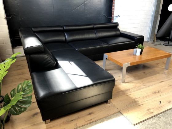 Image 1 of Leather sofa with adjustable headrests Leather couch Leather corner sofa