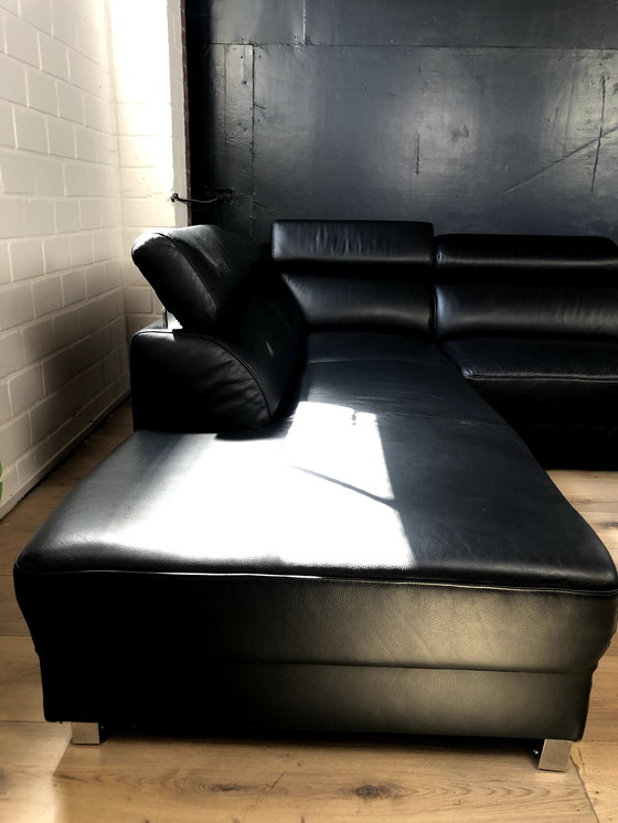 Image 1 of Leather sofa with adjustable headrests Leather couch Leather corner sofa