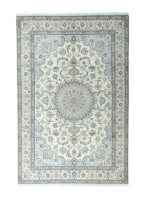 300 X 200 Cm Hand-Knotted Nain 9 La Persian Rug With Silk