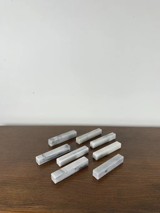 Set Of 8 Minimalist White Marble Knife Holders