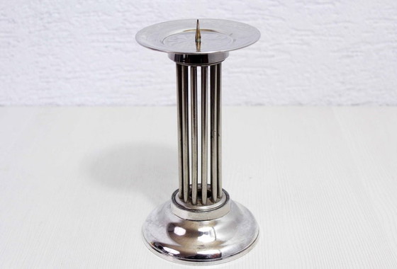 Image 1 of Modern candle holder in silver metal