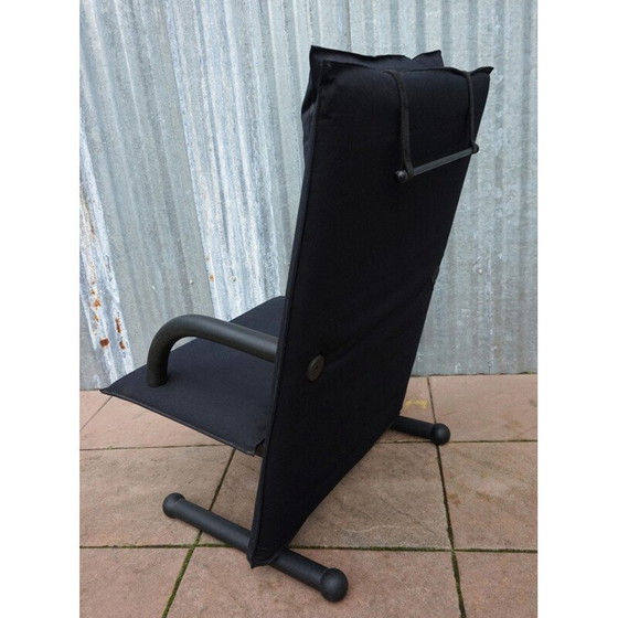 Image 1 of Vintage Black Canvas Highback T-line Armchair by Burkhard Vogtherr by Arflex 1984s
