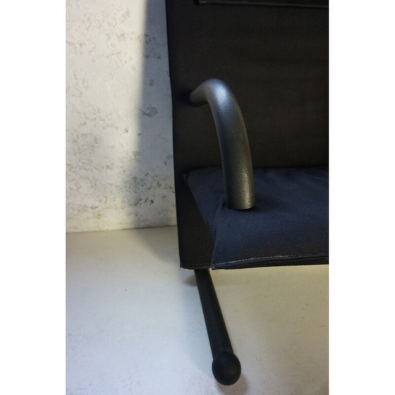 Image 1 of Vintage Black Canvas Highback T-line Armchair by Burkhard Vogtherr by Arflex 1984s