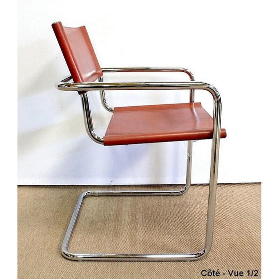 Image 1 of Set of 4 vintage leather and chrome metal armchairs by Matteo Grassi, 1960