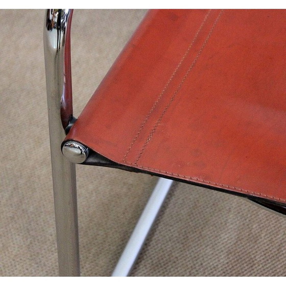 Image 1 of Set of 4 vintage leather and chrome metal armchairs by Matteo Grassi, 1960