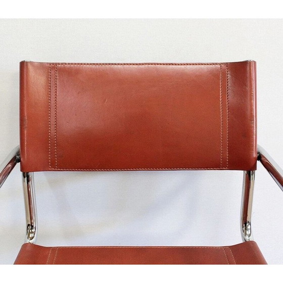 Image 1 of Set of 4 vintage leather and chrome metal armchairs by Matteo Grassi, 1960