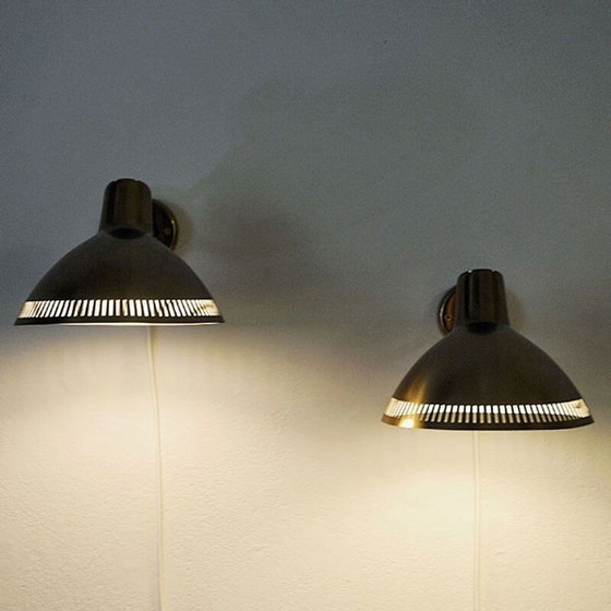 Image 1 of Pair of vintage brass wall sconces by Hans Bergström for Atelje Lyktan, Sweden 1960