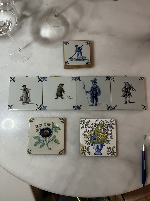 7X Hand-painted Wall Tile Tichelaar Makkum