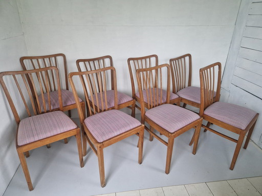 Set Of 8 Mid Century Dining Chairs