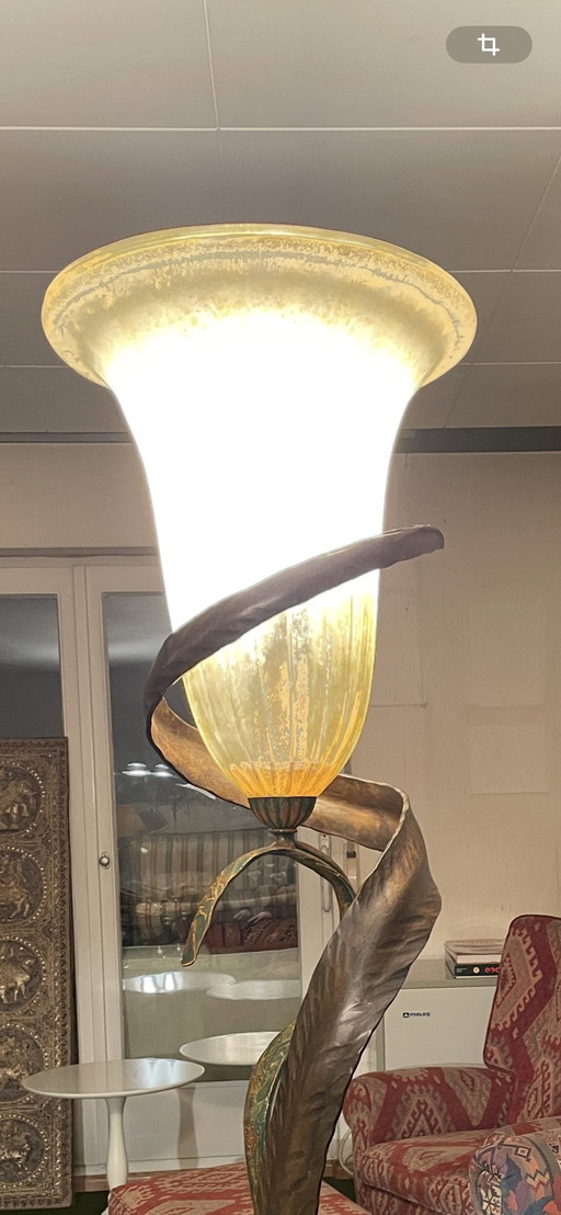 Designer floor lamp made of Murano glass and metal