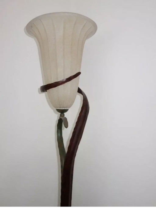 Designer floor lamp made of Murano glass and metal