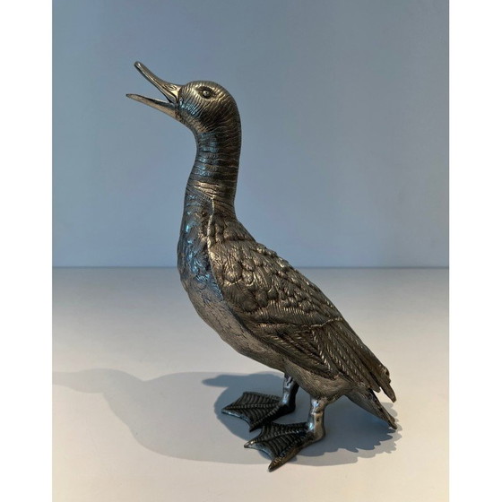 Image 1 of Set of 3 vintage silver-plated bronze ducks, 1970