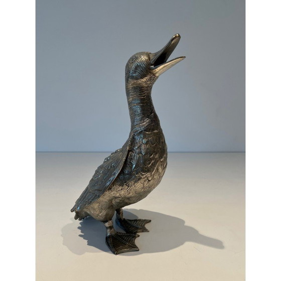Image 1 of Set of 3 vintage silver-plated bronze ducks, 1970