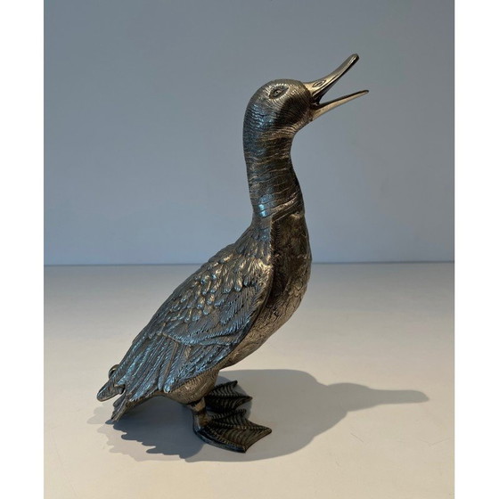 Image 1 of Set of 3 vintage silver-plated bronze ducks, 1970
