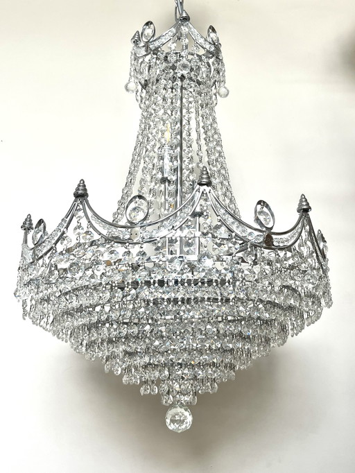 XL size luxurious design Cristallstrass crystal chandelier lampe suspendue Chrome frame