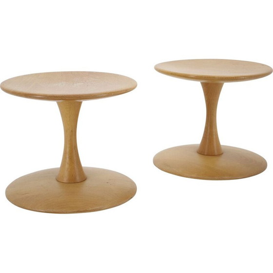 Image 1 of Pair of vintage beechwood stools by Nanna Ditzel for Kolds Savværk, Denmark 1960