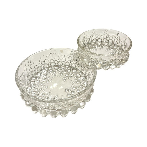 Pair Of "Bubble" Style Bowls, Bolero Series, Walther Glas, Germany, 1980S.