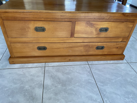 Image 1 of Cassettiera in teak con 3 cassetti e ribalta superiore