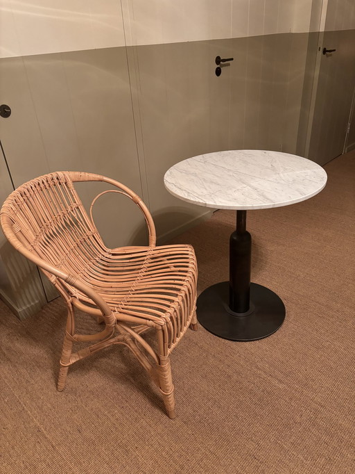 2X Sika Rattan Chair With Marble Bistro Table