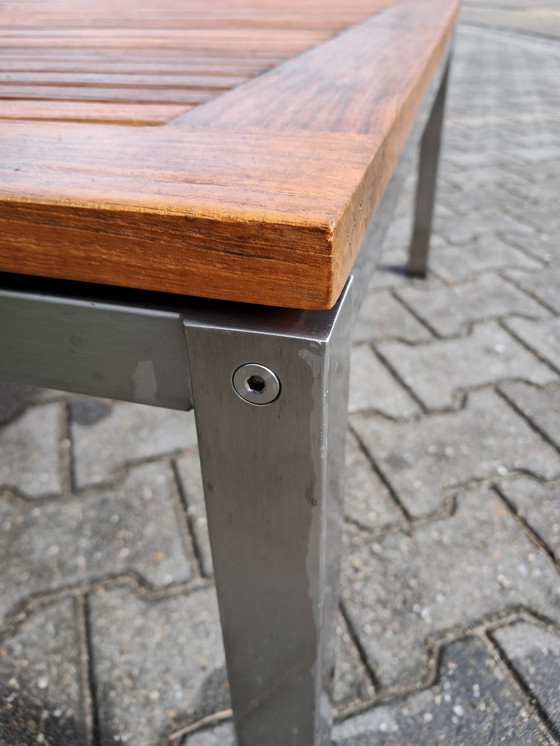 Image 1 of Gloster Stainless Steel/Teak Lounge Table 100X86X40(H)Cm, Dismountable