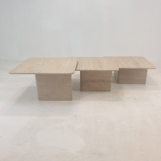 Image 1 of Italian vintage travertine nesting tables, 1980s