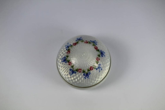 Image 1 of 19é English antique silver Enameled ball box 925