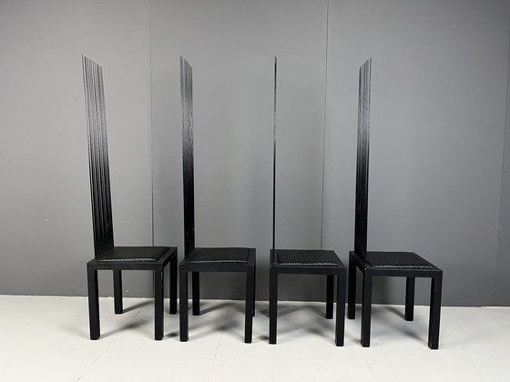 Image 1 of Chaises de salle à manger vintage à dossier haut, 1980